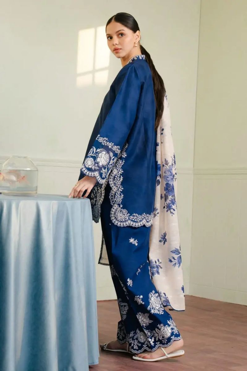 3 Pcs Women's Unstitched Embroidered Suit - Image 2