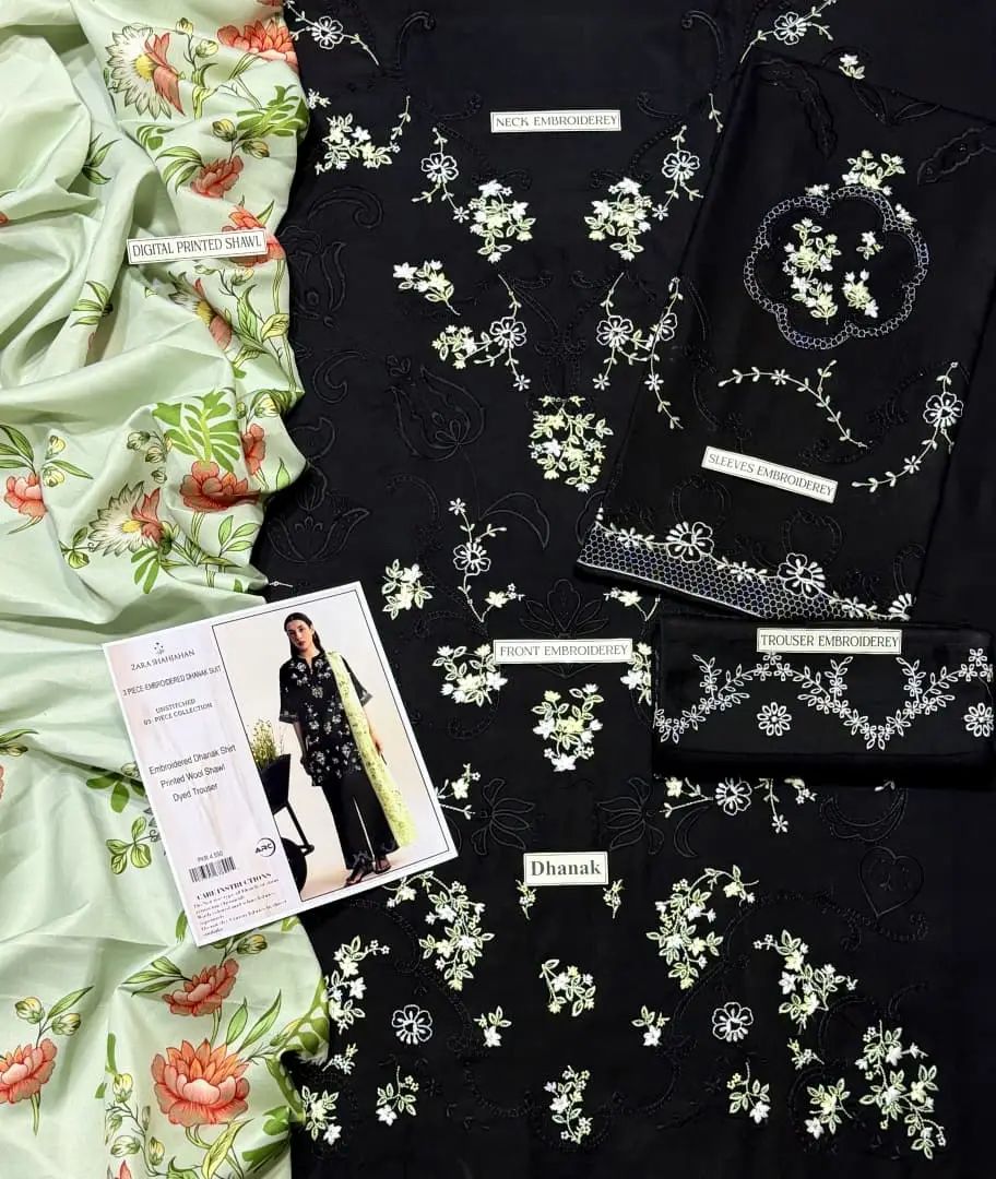 3 Pcs Women's Unstitched Embroidered Suit - Image 3