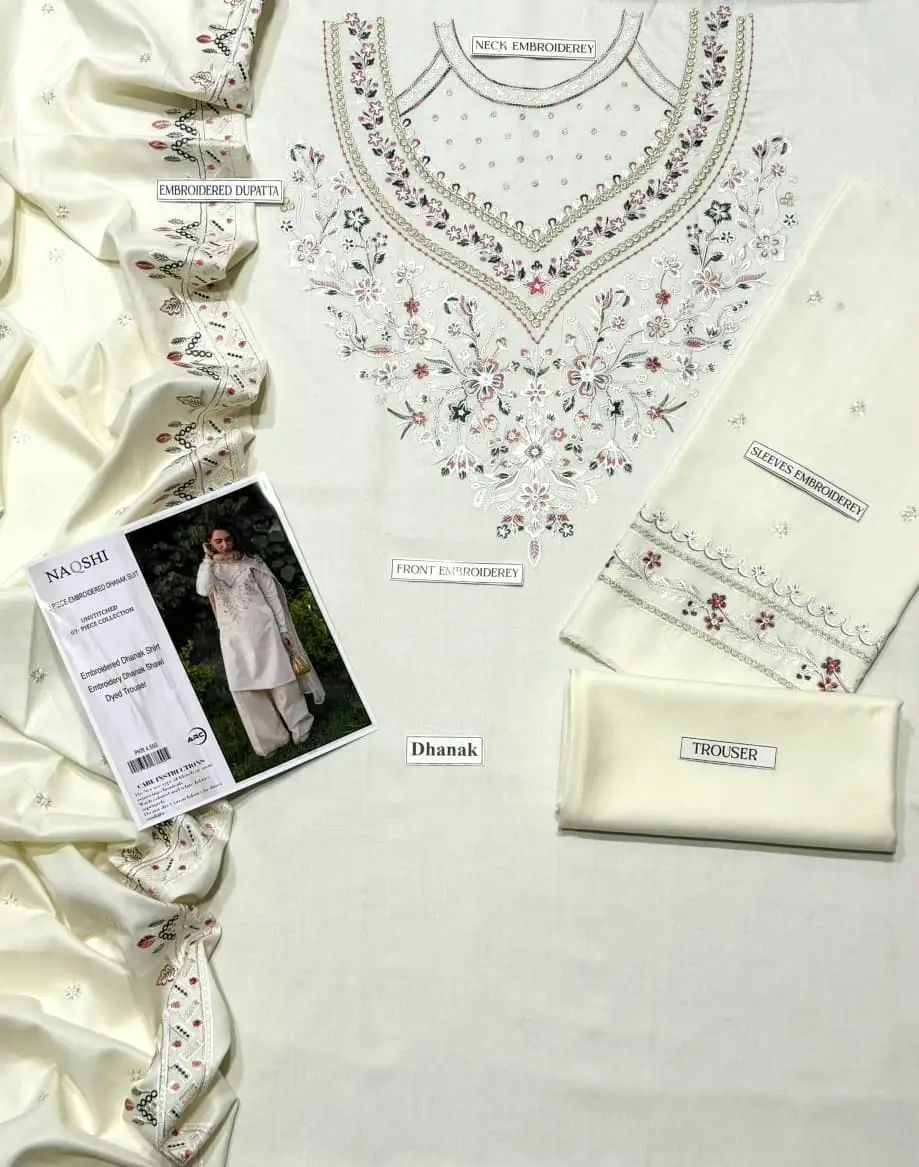 3 Pcs Women's Unstitched Embroidered Suit - Image 3