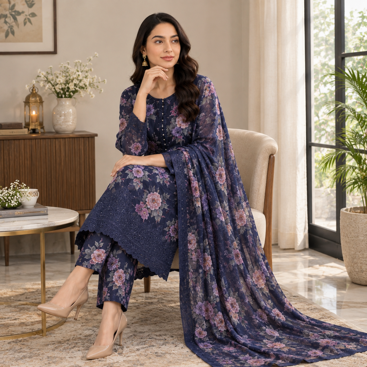 Chicken Kari Swiss Lawn 3 Piece Suit for Women