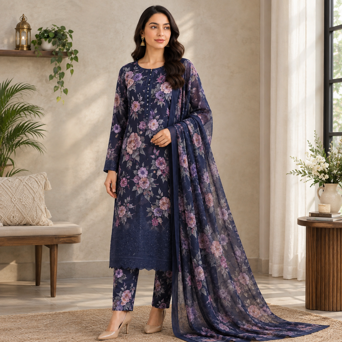 Chicken Kari Swiss Lawn 3 Piece Suit for Women - Image 2