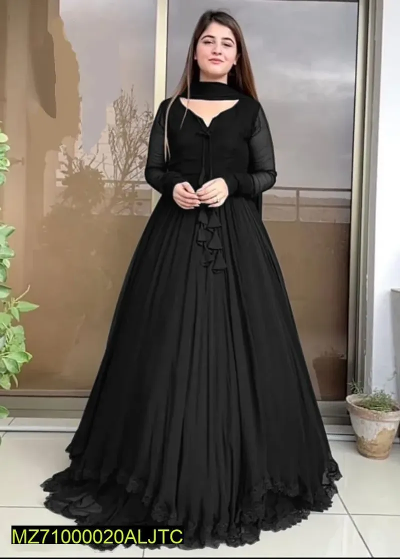 Black Chiffon 3-Piece Maxi Suit for Women - Image 4