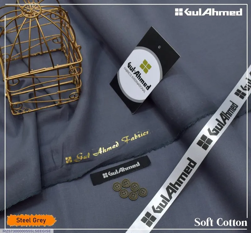 Men's Cotton Plain Suit Steel Grey Summer Pakistan - Image 4