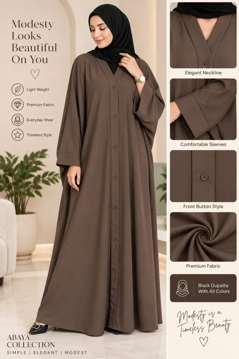 Nida Plain Classic Abaya - Image 4