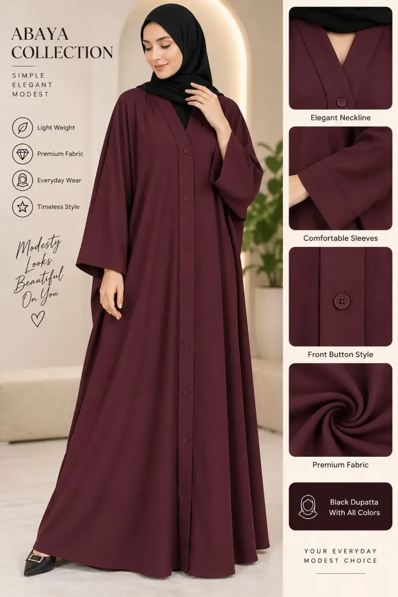 Nida Plain Classic Abaya - Image 5