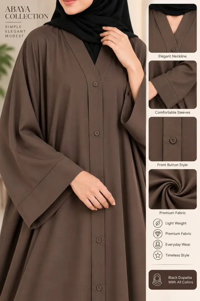 Nida Plain Classic Abaya - Image 7