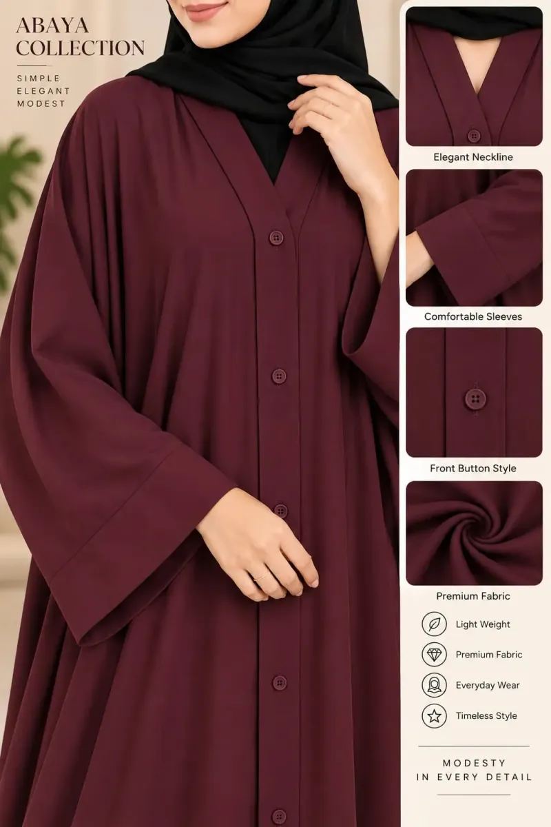 Nida Plain Classic Abaya - Image 8