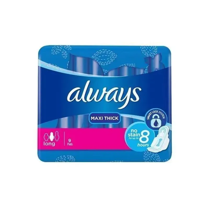 Always Maxi Thick Sanitary Pads Long Lasting Odor Control Blue Pink