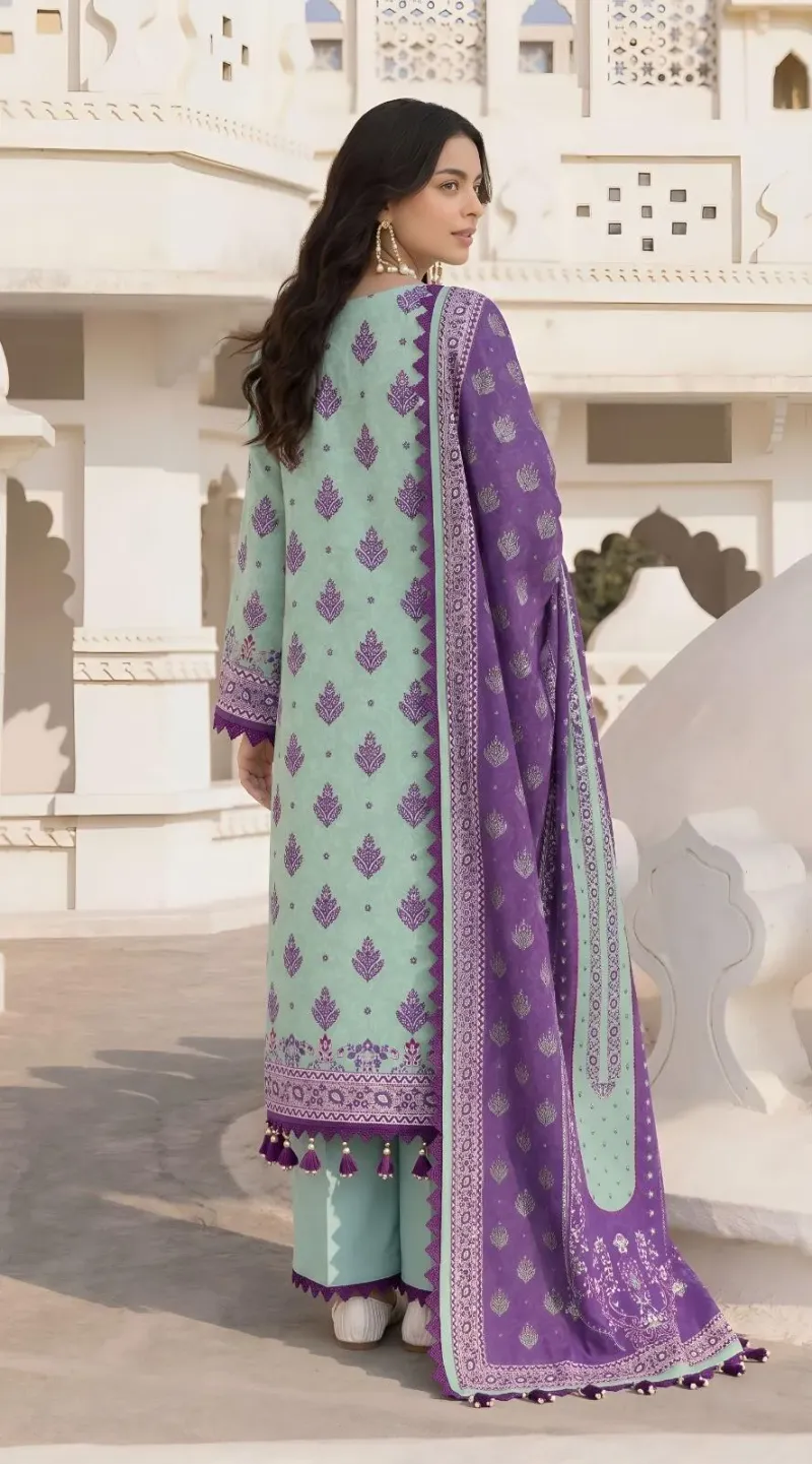 Purple Printed Lawn 3Pcs Set for Women - Image 3