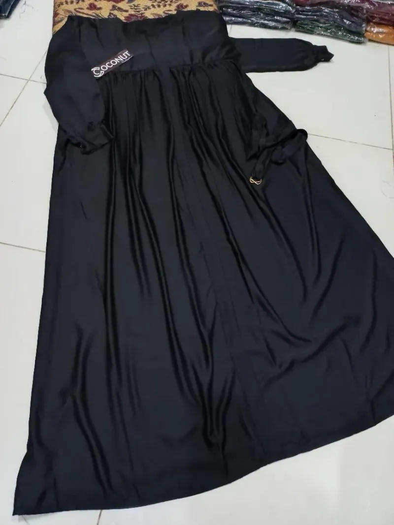 Black Georgette Full Abaya with Front Zip & Side Pockets