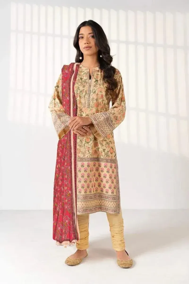 Unstitched Printed Suit Dobby Lawn Summer Wear
