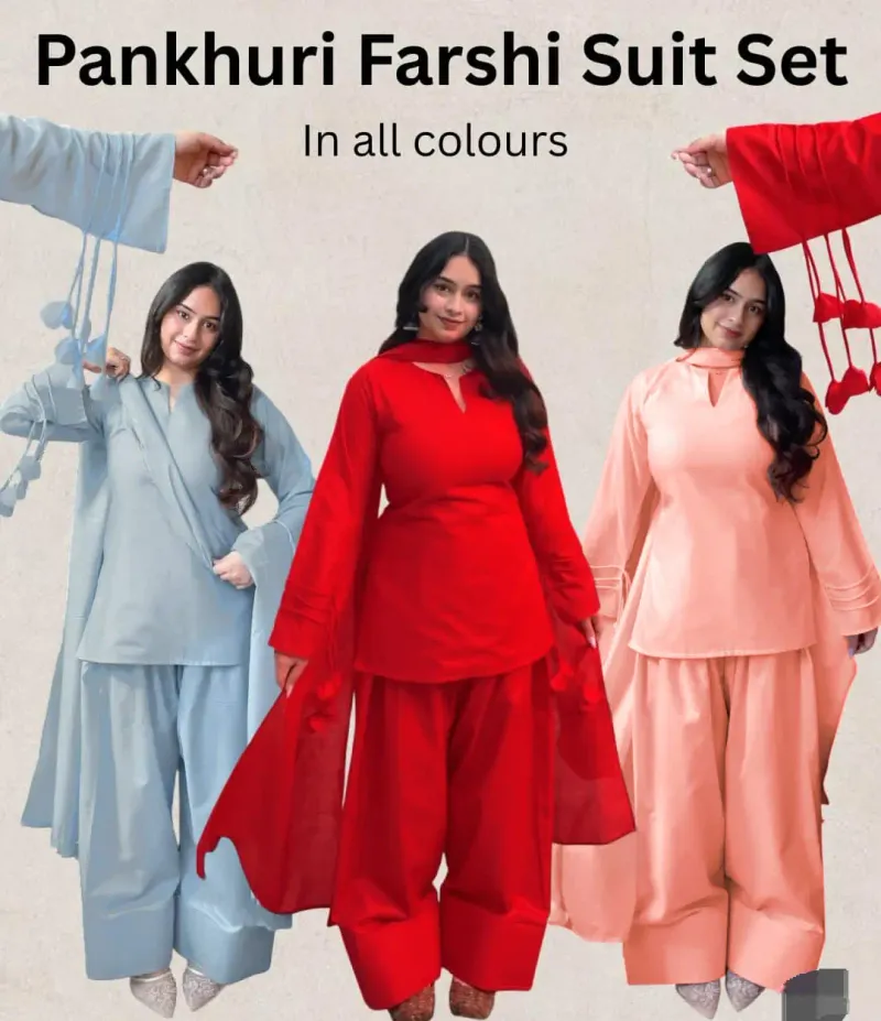 3 Pcs Women's Stitched Linen Plain Suit - Image 2
