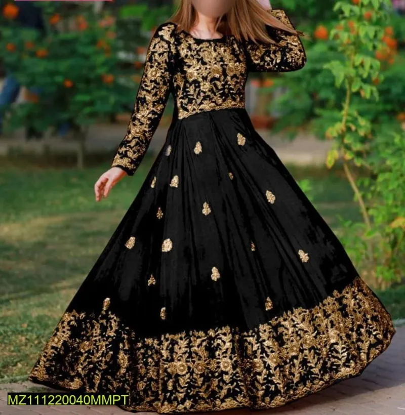 2 Pcs Women's Stitched Shamoz Silk Embroidered Maxi Suit - Image 4