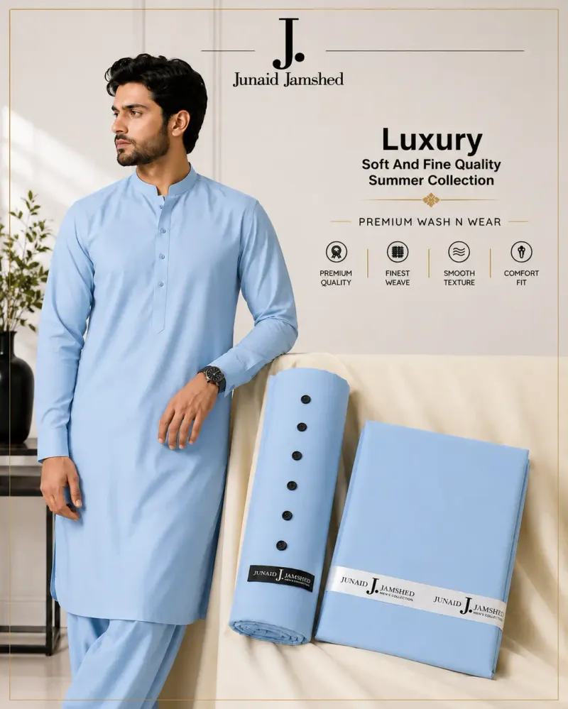 Men’s Unstitched Wash And Wear Plain Suit - Image 2
