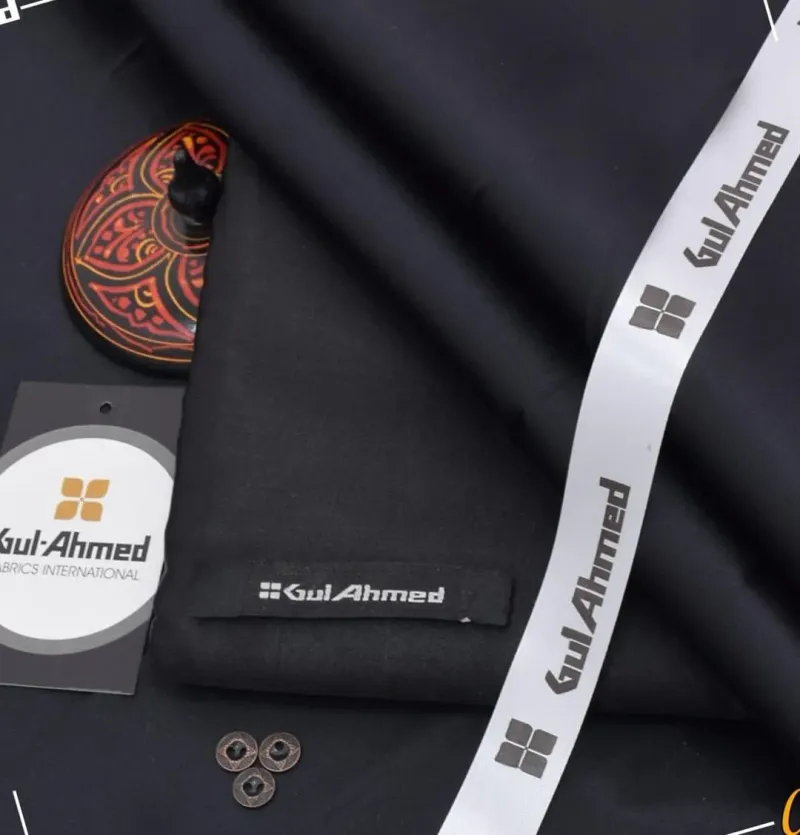 Premium Black Cotton Satin Suit for Men - Image 3