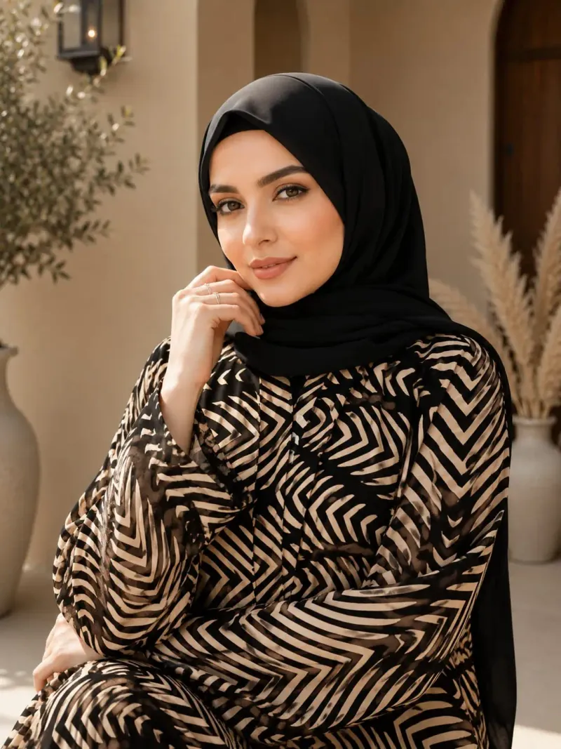 Georgette Printed Classic Abaya - Image 3
