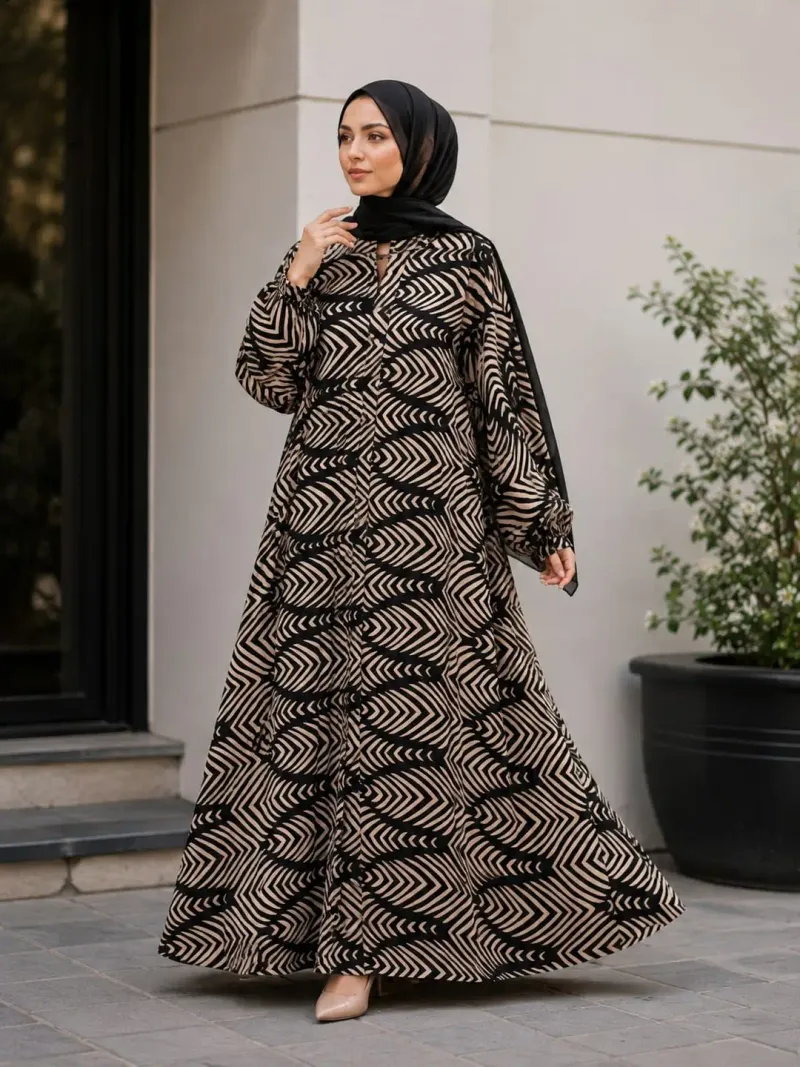 Georgette Printed Classic Abaya - Image 4