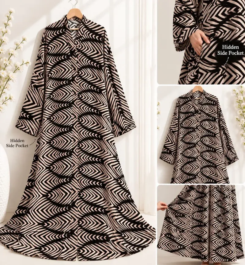 Georgette Printed Classic Abaya - Image 5