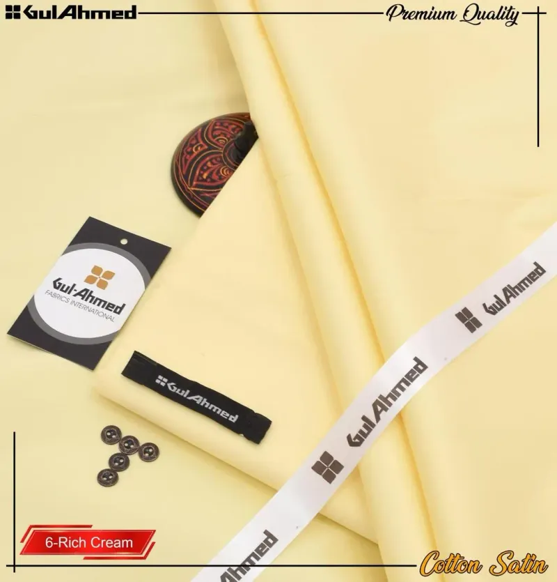 Premium Cotton Satin Suit Fabric Rich Cream Winter Daily Wear