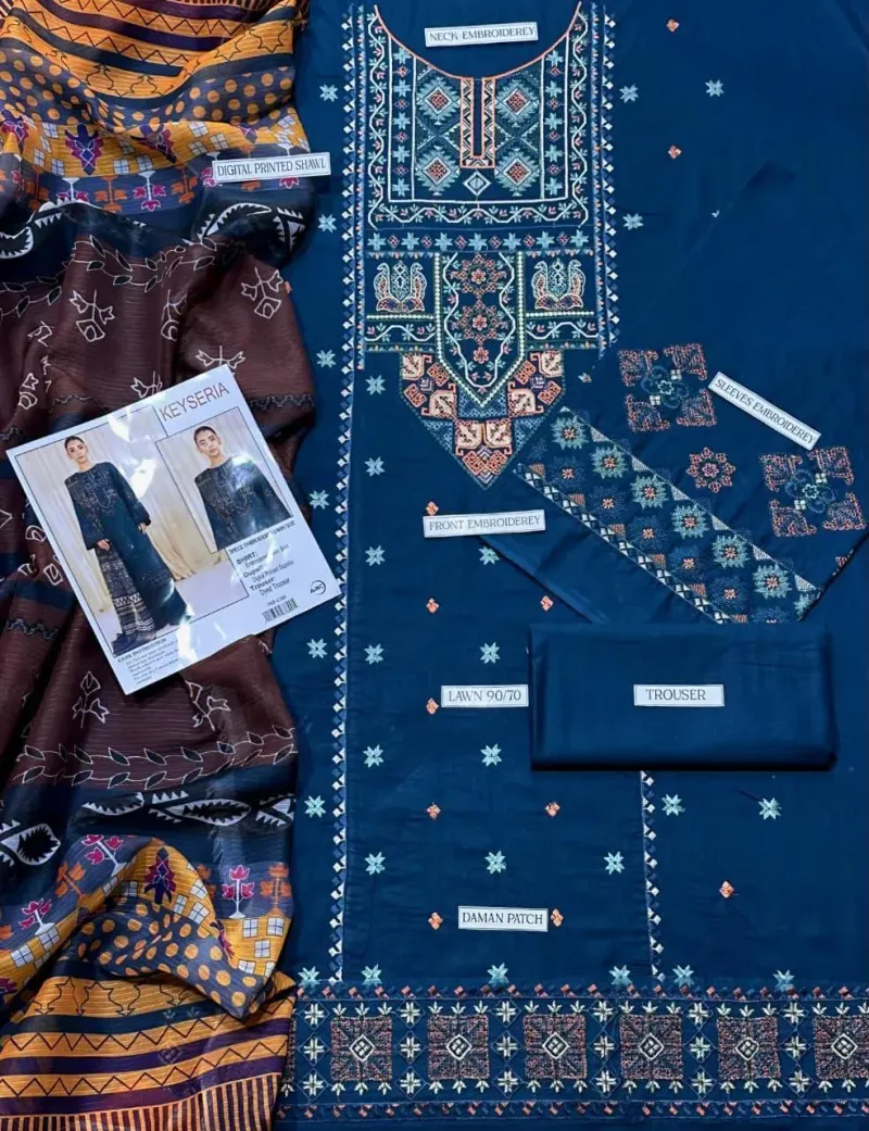 3-Piece Embroidered Lawn Suit for Eid & Weddings - Image 3