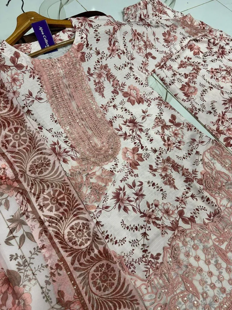 Farshi Shalwar Monar Dupatta 3Pcs Digital Printed - Image 5