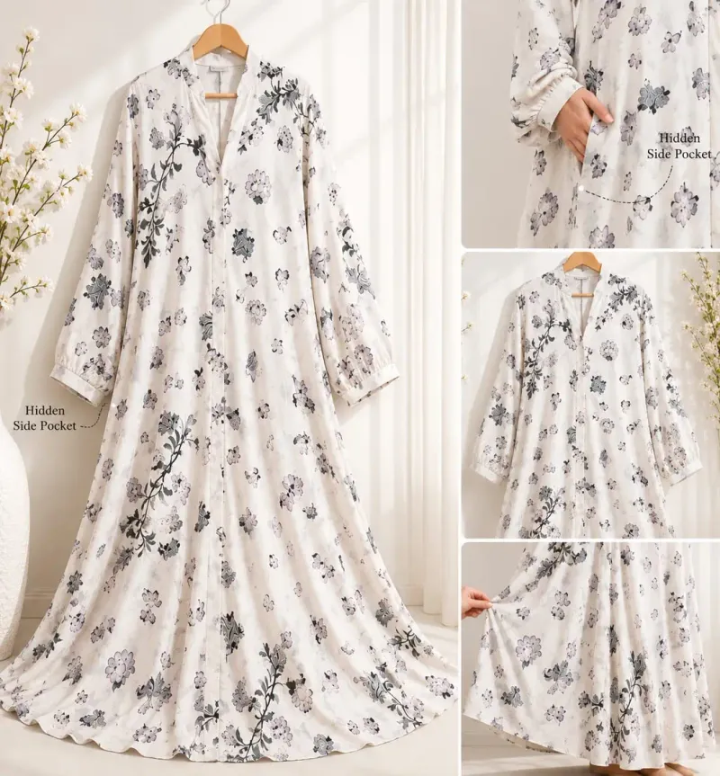 Georgette Printed Classic Abaya - Image 4