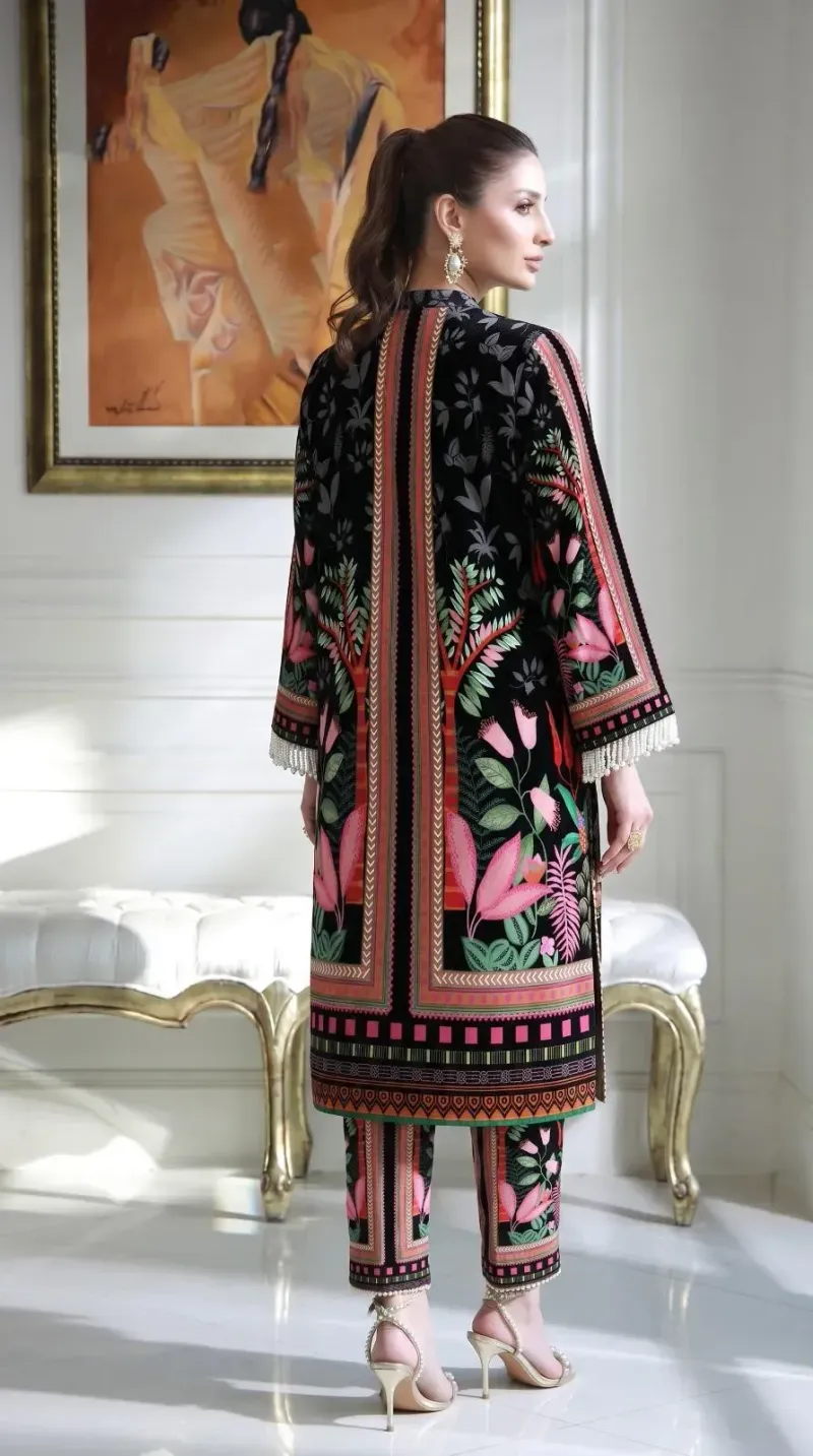 Black Printed Lawn 2Pcs Shirt Trouser Set - Image 2