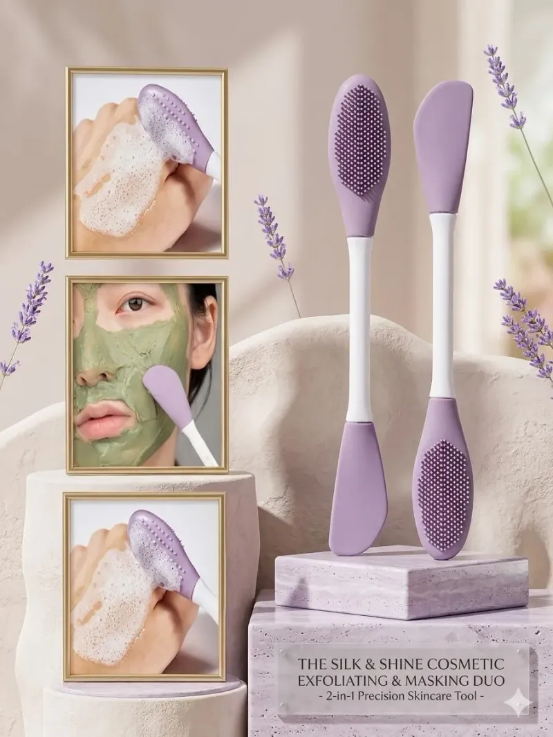 Double Headed Silicone Face Mask Brush Lavender - Image 2