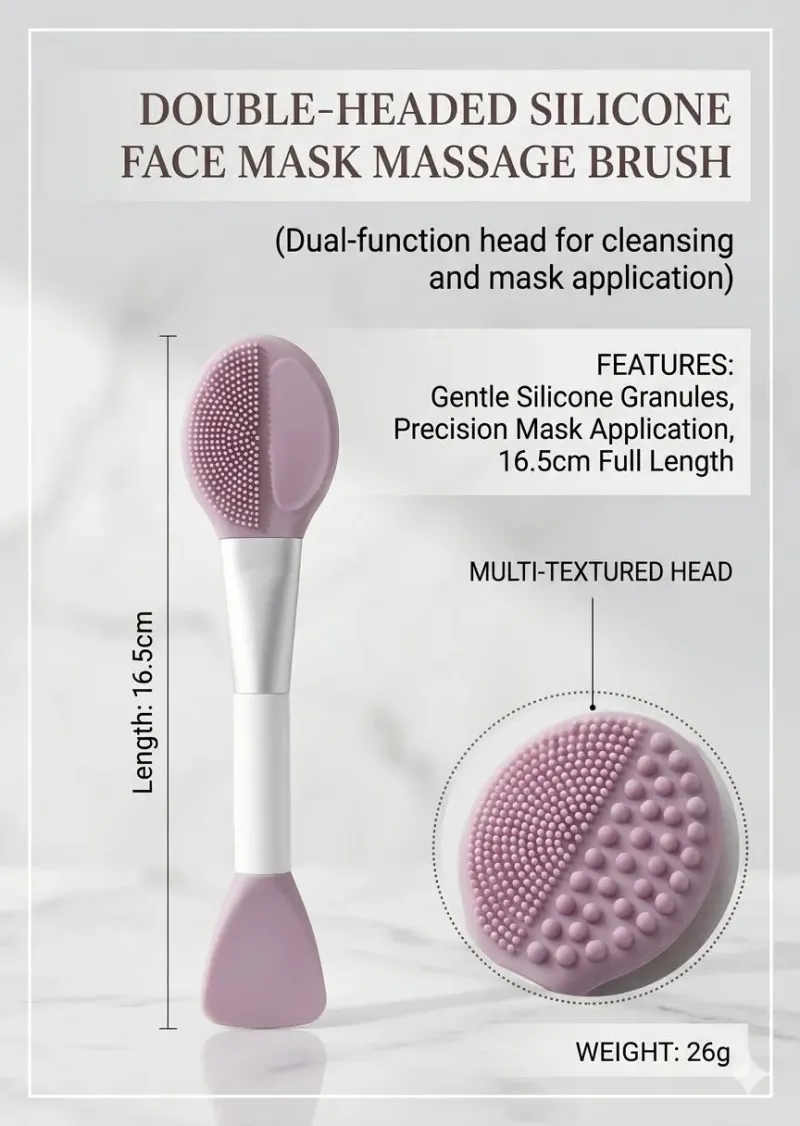 Double Headed Silicone Face Mask Brush Lavender - Image 3