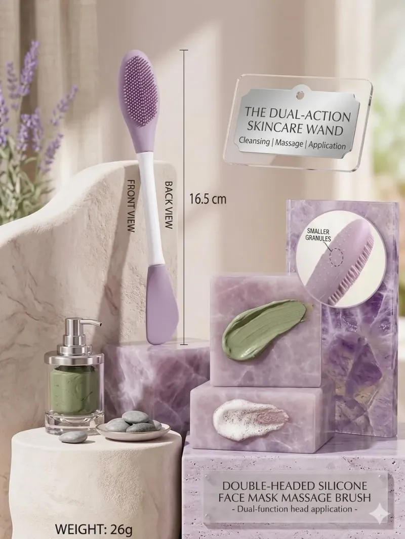 Double Headed Silicone Face Mask Brush Lavender - Image 4