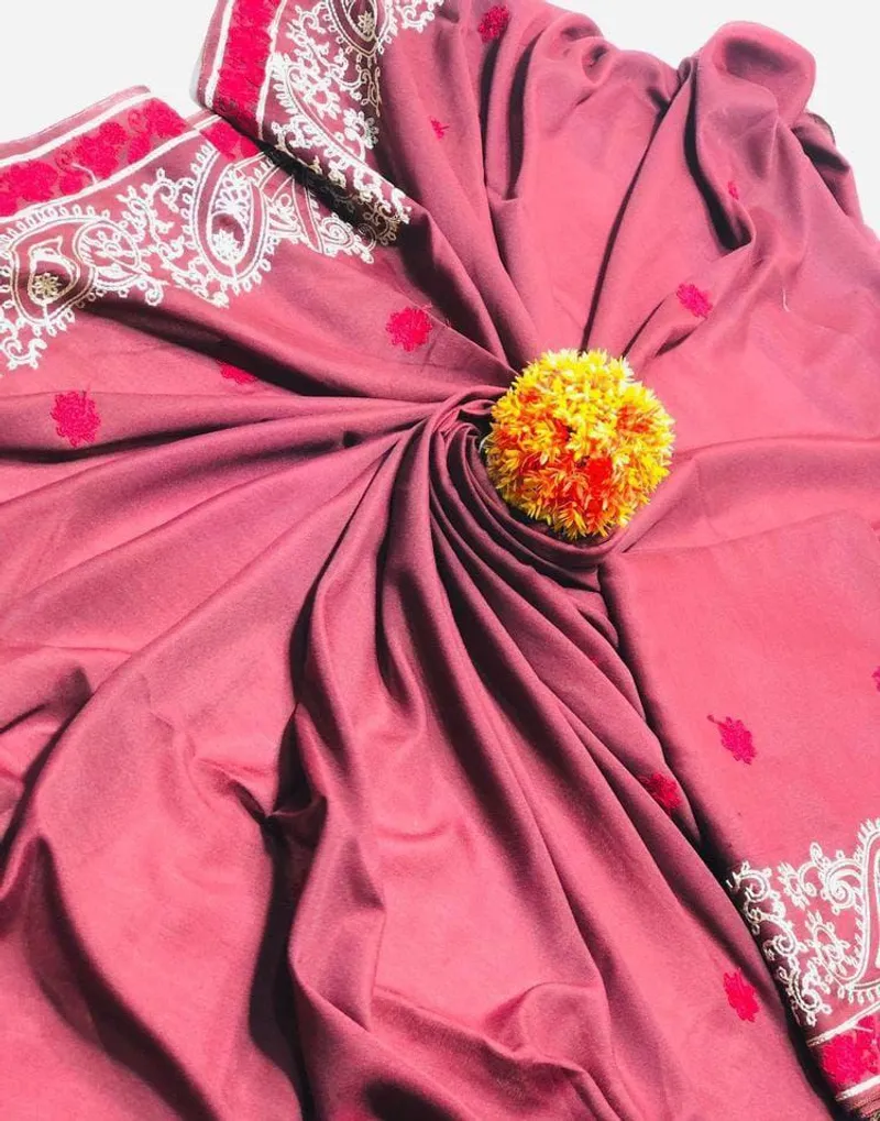 Swiss Embroidered Pink Shawl for Women 2.5 Gazz - Image 3