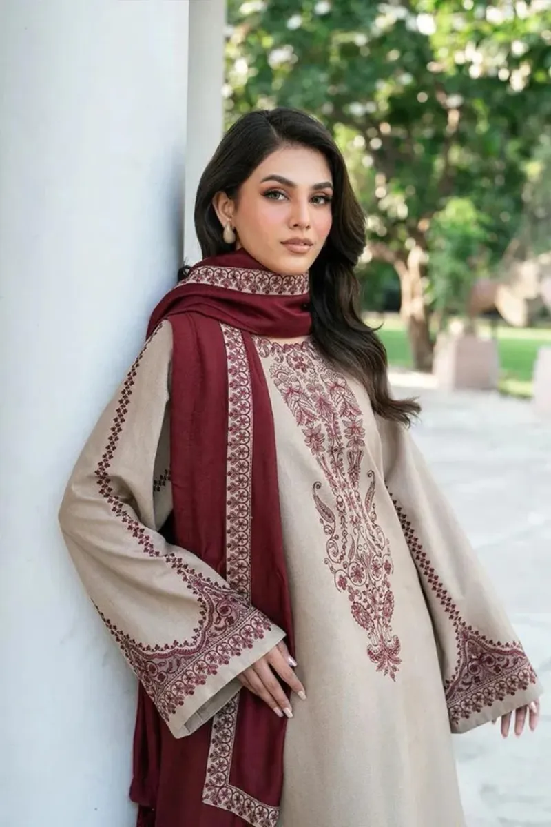 MIX TRENDING DESIGNS 3 Pcs Unstitched Embroidered Suit - Image 2