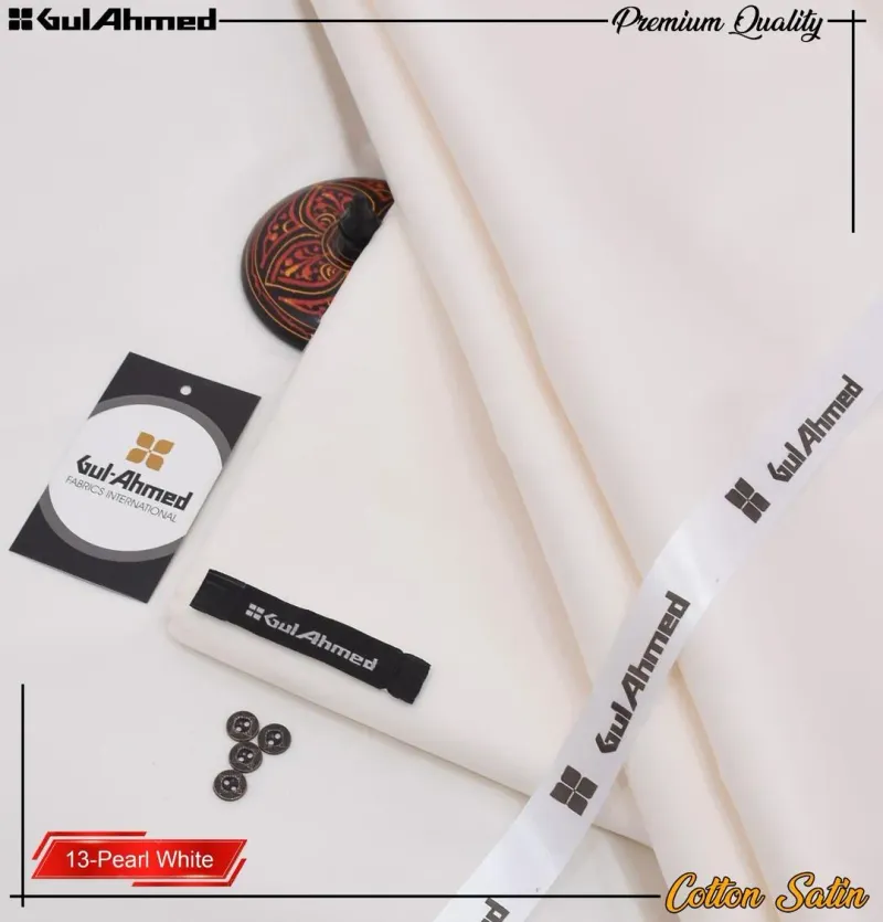Premium Cotton Satin Suit Off-White Pearl for Men - Image 2