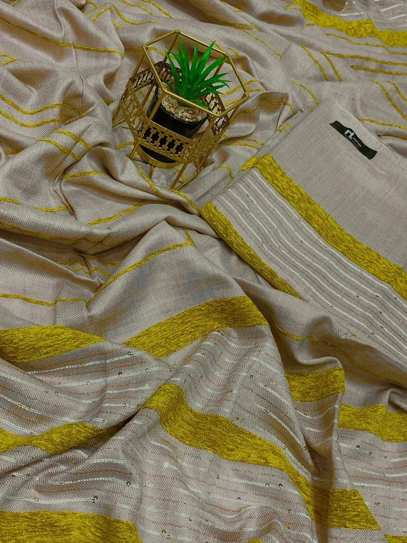 Wool Velvet Shawl Yellow Embroidered Winter Pakistan