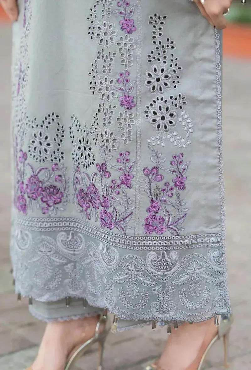 MUSHQ 3 Pcs Unstitched Chikankari Embroidered Suit - Image 3
