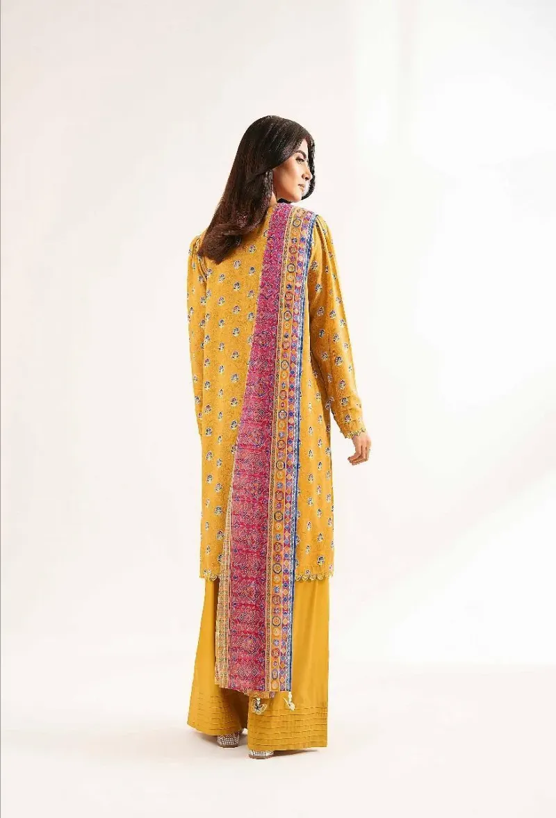 Golden Printed 3-Piece Linen Suit for Women - Image 2