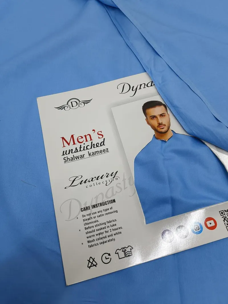 Men's Blue Wash & Wear Unstitched Suit - Image 2