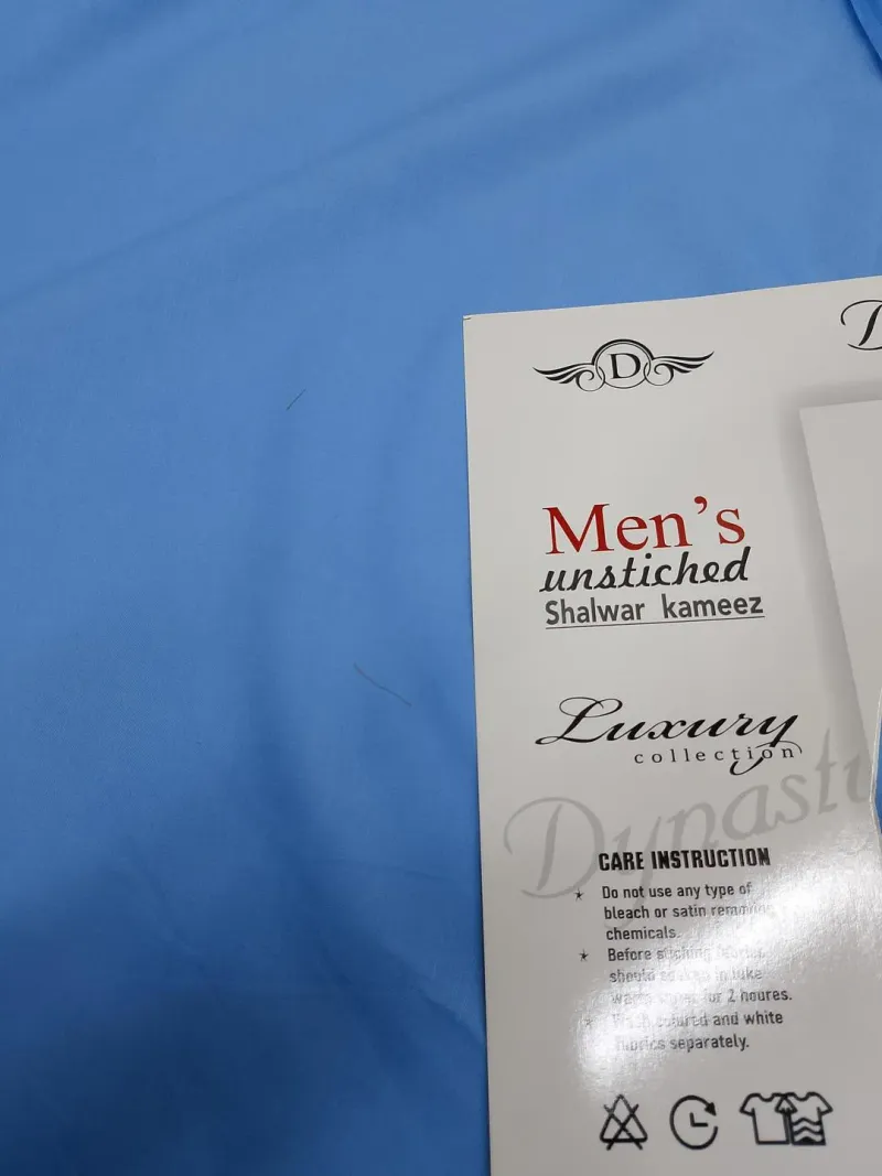 Men's Blue Wash & Wear Unstitched Suit - Image 3