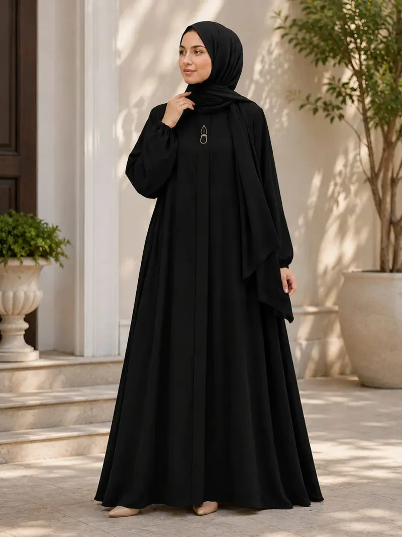 Nida Plain Classic Abaya - Image 2