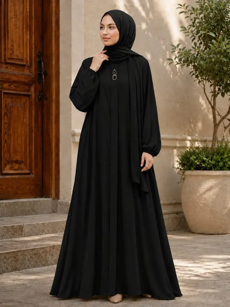 Nida Plain Classic Abaya - Image 4