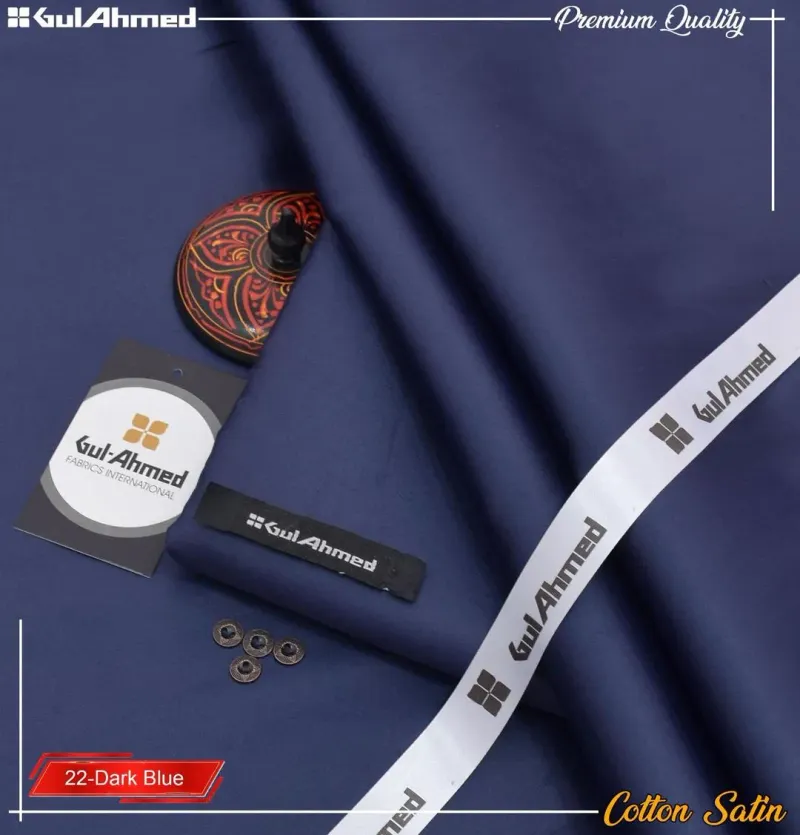 Premium Cotton Satin Dark Blue Suit Fabric for Men