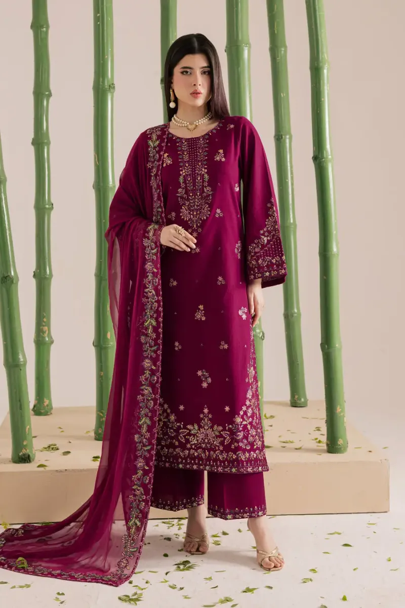 3 Pcs high demand winter collection Women's Unstitched full heavy Embroidered Suit - Image 2