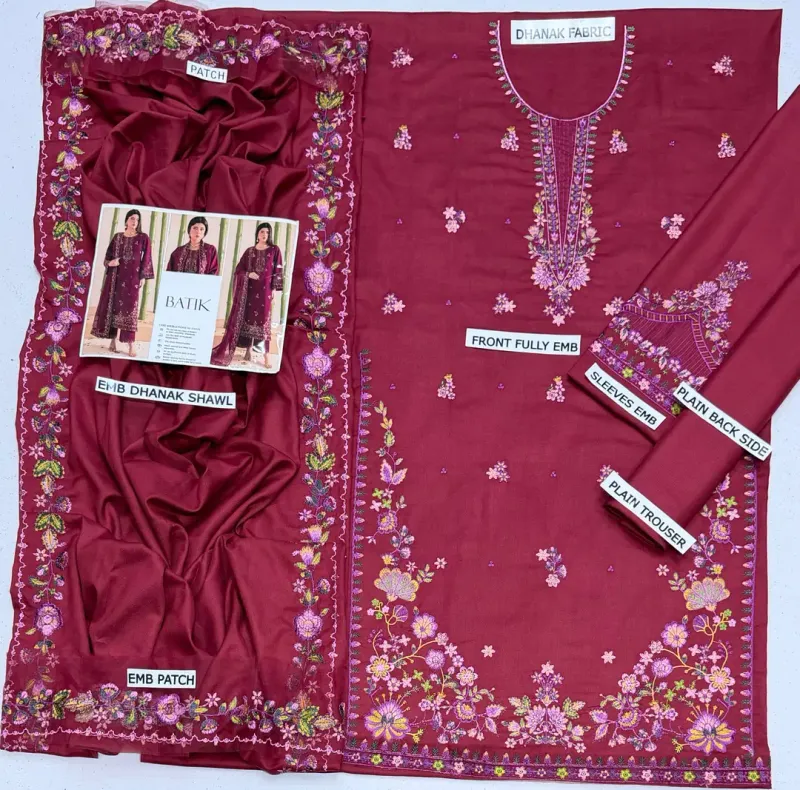 3 Pcs high demand winter collection Women's Unstitched full heavy Embroidered Suit - Image 5