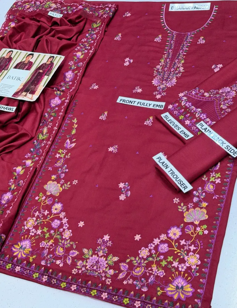 3 Pcs high demand winter collection Women's Unstitched full heavy Embroidered Suit - Image 6