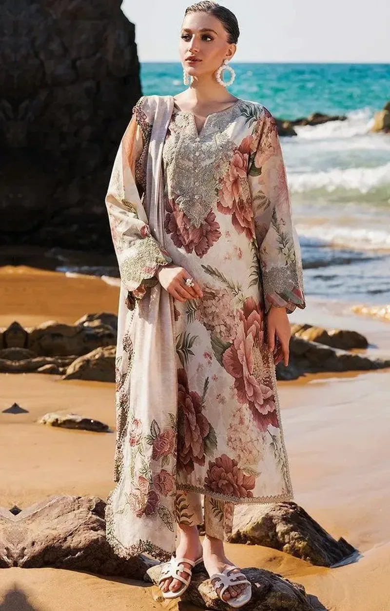 Women's 3P Lawn Floral Gown Set Multicolor - Image 2