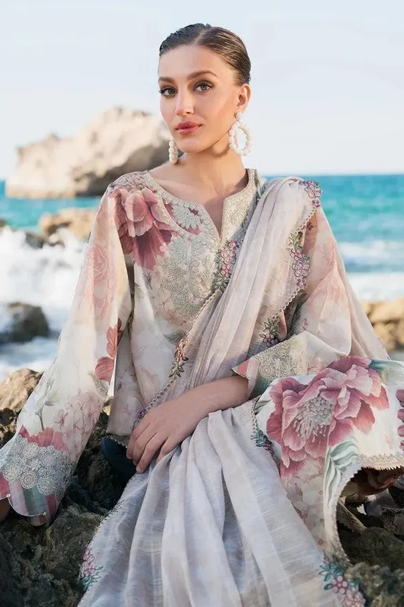 Women's 3P Lawn Floral Gown Set Multicolor - Image 3