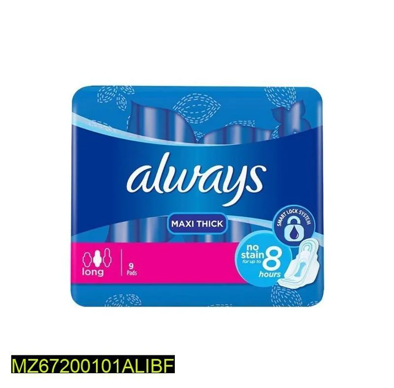 Always Maxi Thick Cotton Sanitary Pads Blue Pink - Image 4